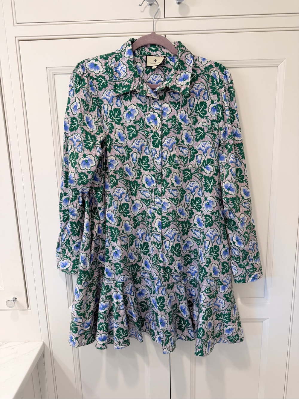 Tuckernuck Green and Blue Floral Mini Dress